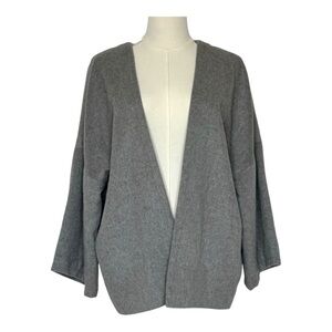 A New Day Open Front Cardigan Women's Grey Wide Sleeve Wool Blend OSFM